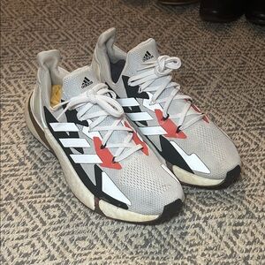 Adidas White and Black Sneakers with Red Accents